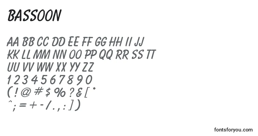 Шрифт Bassoon – алфавит, цифры, специальные символы