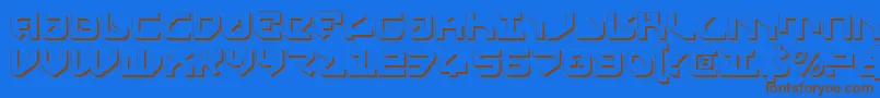 フォントYahrenShadow – 茶色の文字が青い背景にあります。