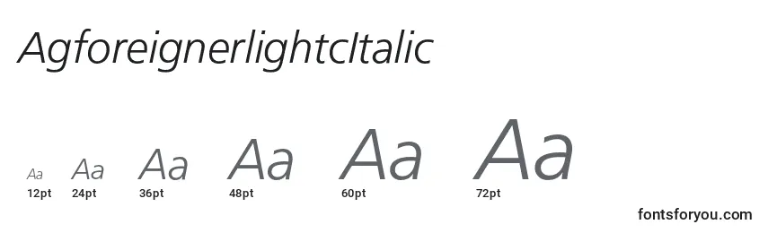 Размеры шрифта AgforeignerlightcItalic