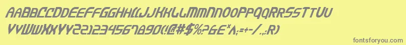 フォントJannisariesCondensedItalic – 黄色の背景に灰色の文字