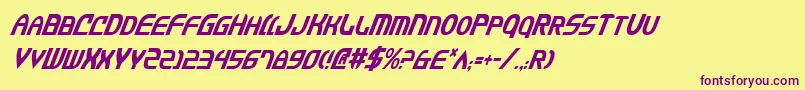 JannisariesCondensedItalic Font – Purple Fonts on Yellow Background