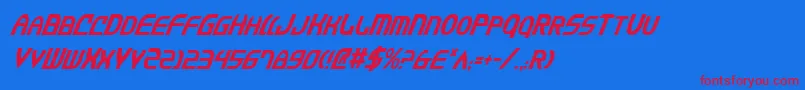 JannisariesCondensedItalic Font – Red Fonts on Blue Background