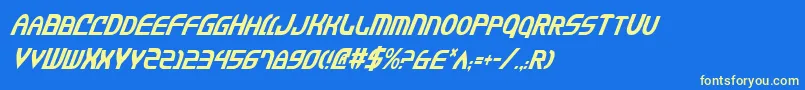 JannisariesCondensedItalic Font – Yellow Fonts on Blue Background