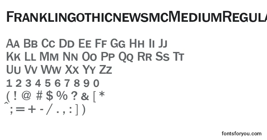 Czcionka FranklingothicnewsmcMediumRegular – alfabet, cyfry, specjalne znaki