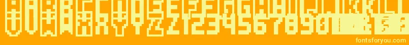 PkmnPinball-Schriftart – Gelbe Schriften auf orangefarbenem Hintergrund