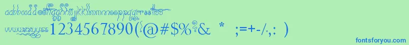 Geez...Seriously...-Schriftart – Blaue Schriften auf grünem Hintergrund