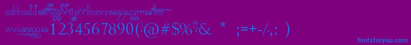 Geez...Seriously...-Schriftart – Blaue Schriften auf violettem Hintergrund