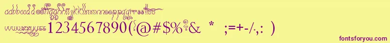 Geez...Seriously...-Schriftart – Violette Schriften auf gelbem Hintergrund