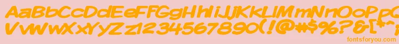 フォントKomikaDisplayWideBold – オレンジの文字がピンクの背景にあります。