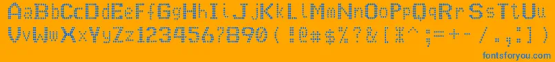 JEkrB-Schriftart – Blaue Schriften auf orangefarbenem Hintergrund