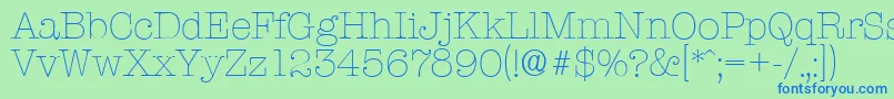 TypewriterserialXlightRegular Font – Blue Fonts on Green Background