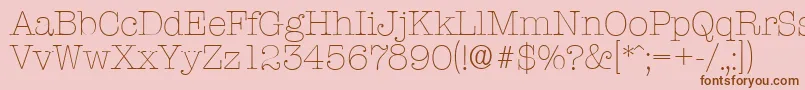 フォントTypewriterserialXlightRegular – ピンクの背景に茶色のフォント