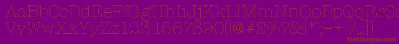 TypewriterserialXlightRegular-Schriftart – Braune Schriften auf violettem Hintergrund