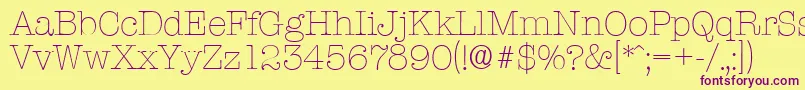 TypewriterserialXlightRegular Font – Purple Fonts on Yellow Background