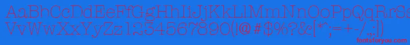 TypewriterserialXlightRegular-Schriftart – Rote Schriften auf blauem Hintergrund