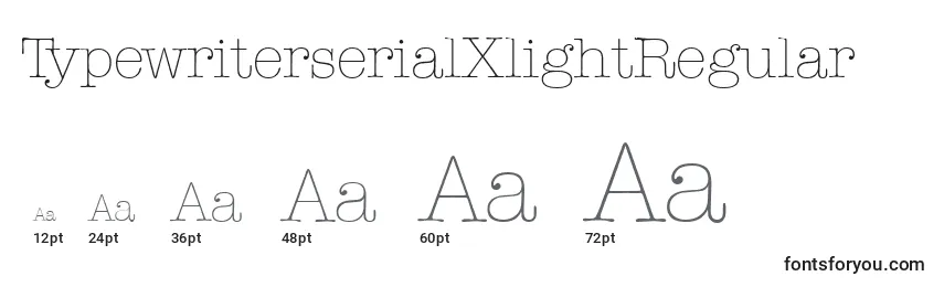 Размеры шрифта TypewriterserialXlightRegular