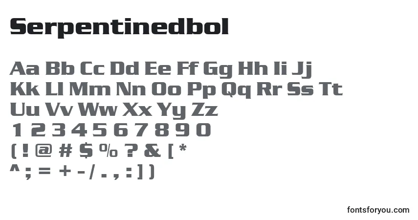 Schriftart Serpentinedbol – Alphabet, Zahlen, spezielle Symbole
