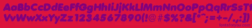 Fonte VolkswagenserialBlackItalic – fontes roxas em um fundo vermelho