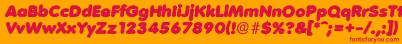VolkswagenserialBlackItalic-Schriftart – Rote Schriften auf orangefarbenem Hintergrund