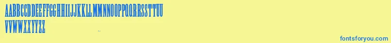 フォントAlycidonCondensed – 青い文字が黄色の背景にあります。