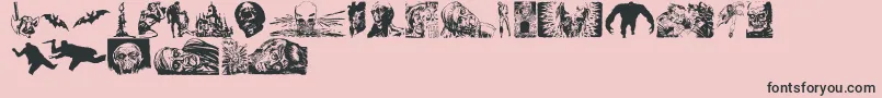 HorrorDingbatsEerieEdition-Schriftart – Schwarze Schriften auf rosa Hintergrund