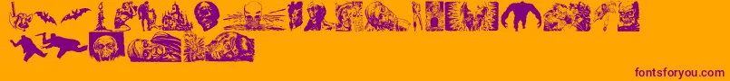 HorrorDingbatsEerieEdition-fontti – violetit fontit oranssilla taustalla