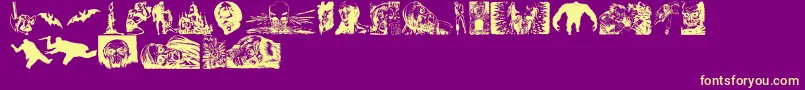 HorrorDingbatsEerieEdition Font – Yellow Fonts on Purple Background