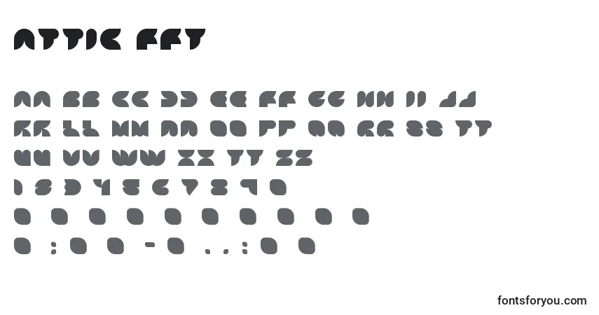 Шрифт Attic ffy – алфавит, цифры, специальные символы