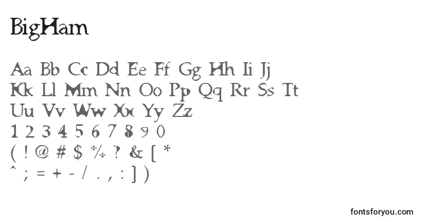 Fuente BigHam - alfabeto, números, caracteres especiales