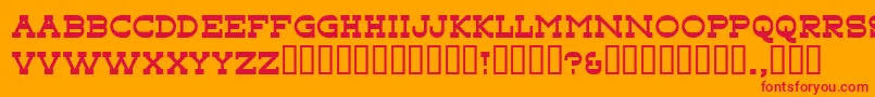Tonky-Schriftart – Rote Schriften auf orangefarbenem Hintergrund