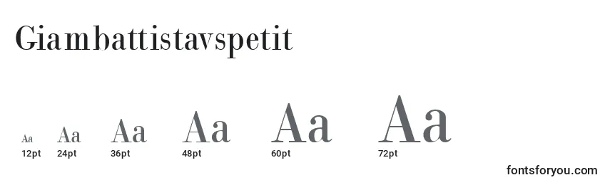 Размеры шрифта Giambattistavspetit