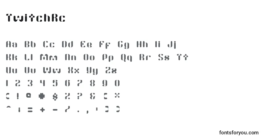 Schriftart TwitchRc – Alphabet, Zahlen, spezielle Symbole