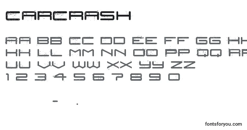 A fonte CarCrash – alfabeto, números, caracteres especiais