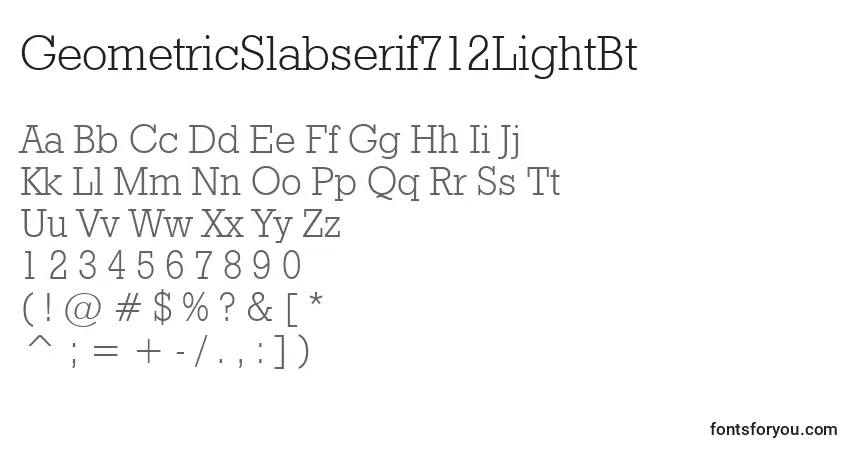 A fonte GeometricSlabserif712LightBt – alfabeto, números, caracteres especiais