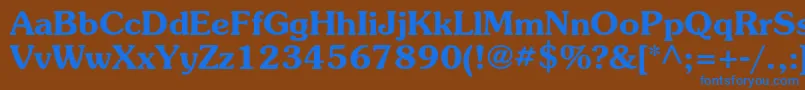 フォントSouvenirstdDemi – 茶色の背景に青い文字