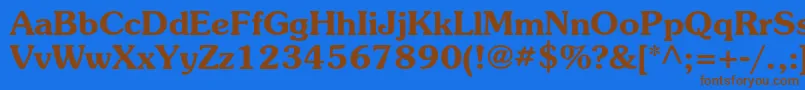 フォントSouvenirstdDemi – 茶色の文字が青い背景にあります。