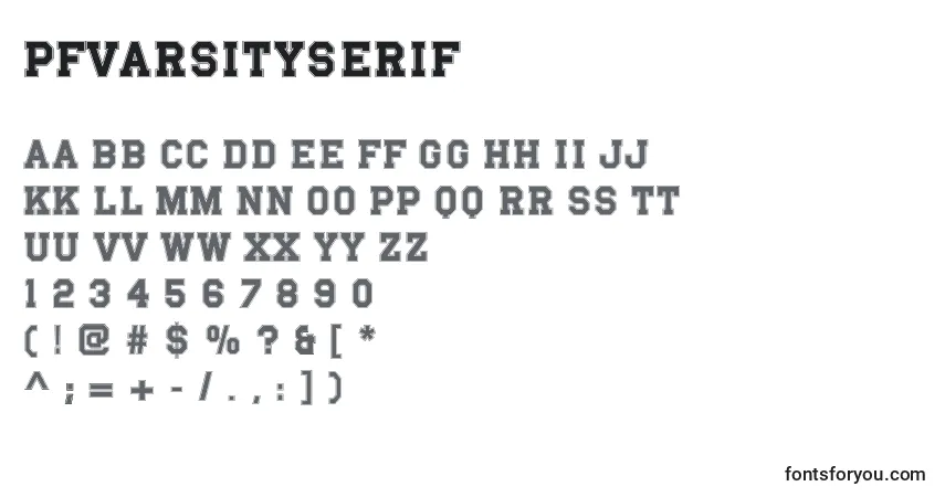 Pfvarsityserifフォント–アルファベット、数字、特殊文字