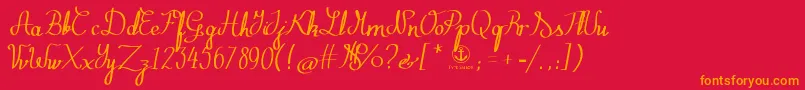 フォントZephiroth – 赤い背景にオレンジの文字