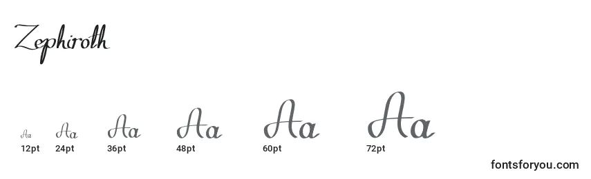 Zephiroth Font Sizes