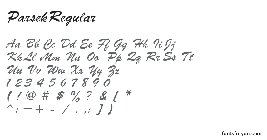 A fonte ParsekRegular – alfabeto, números, caracteres especiais