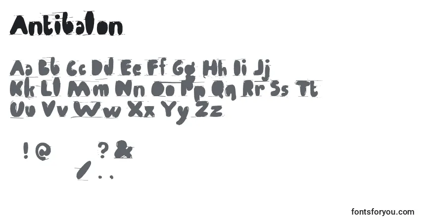 Schriftart Antibalon – Alphabet, Zahlen, spezielle Symbole