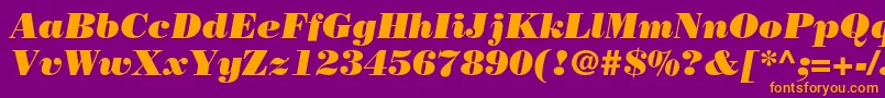 BodonistdPosteritalic-fontti – oranssit fontit violetilla taustalla