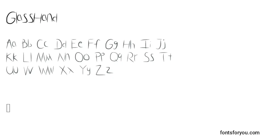 Шрифт GlassHand (110061) – алфавит, цифры, специальные символы