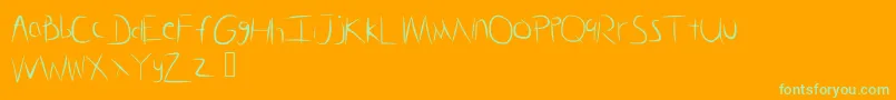 GlassHand-Schriftart – Grüne Schriften auf orangefarbenem Hintergrund