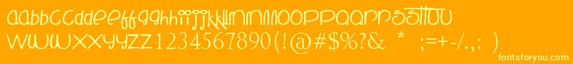 TheMockingBird-Schriftart – Gelbe Schriften auf orangefarbenem Hintergrund