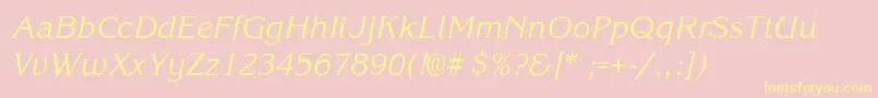 GloriaSemiboldItalic Font – Yellow Fonts on Pink Background