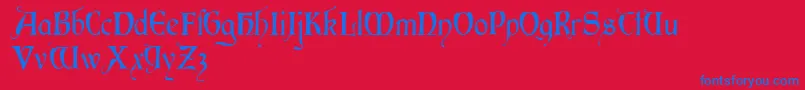 Pe Font – Blue Fonts on Red Background