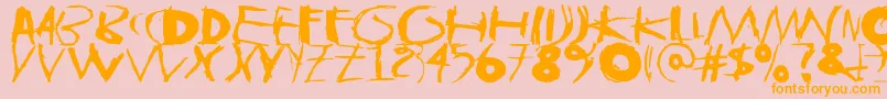 TasapainoaistiIso-Schriftart – Orangefarbene Schriften auf rosa Hintergrund