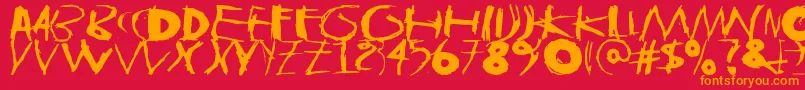 フォントTasapainoaistiIso – 赤い背景にオレンジの文字