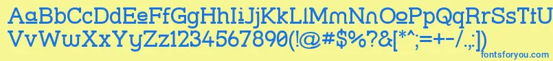 フォントStrslup – 青い文字が黄色の背景にあります。